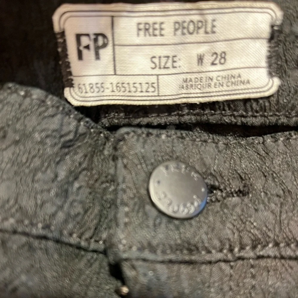 Free People Black Peyton Jacquard Skinny Jeans Sz 28 EUC